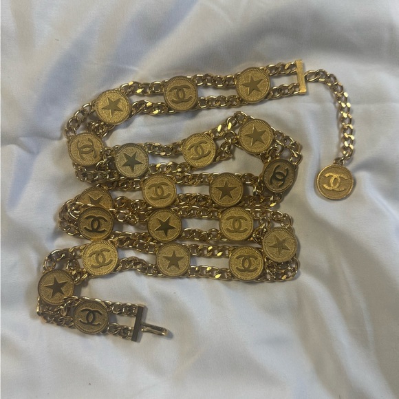 CHANEL Gold Chain Belt with Iconic Emblems